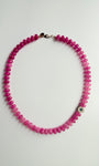 Pink Quartz Beaded Evil Eye Necklace