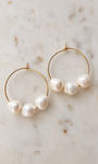 Triple freshwater pearl 14k gold-filled hoop earrings