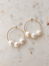 Triple freshwater pearl 14k gold-filled hoop earrings