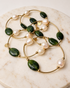Multiple Canadian green jade and freshwater pearl gold-filled bracelets by Gypsy & Gem
