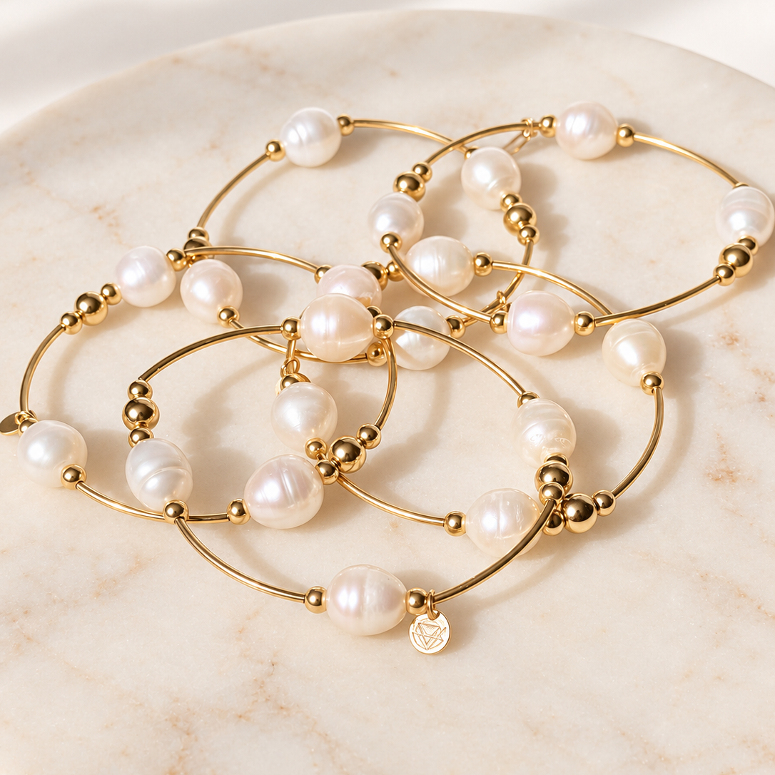 Multiple freshwater pearl and 14k gold-filled roll-on bracelets