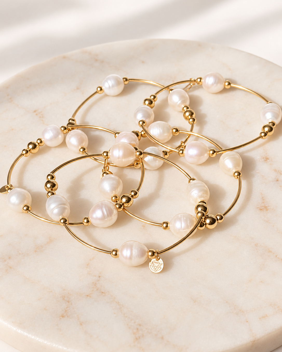 Multiple freshwater pearl and 14k gold-filled roll-on bracelets