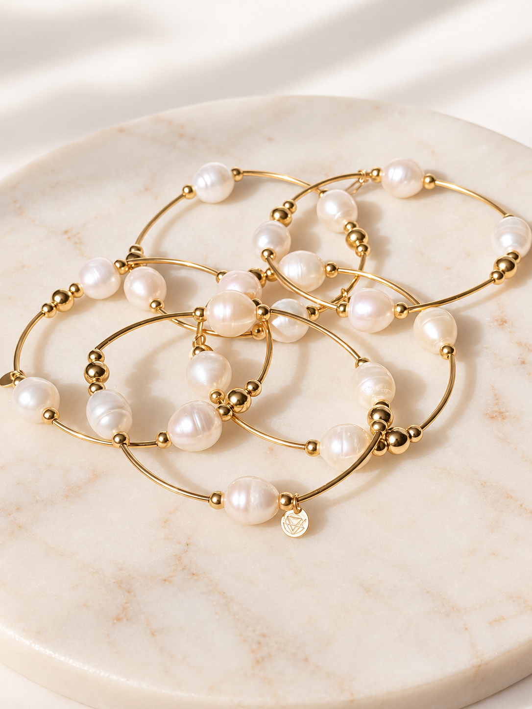 Multiple freshwater pearl and 14k gold-filled roll-on bracelets