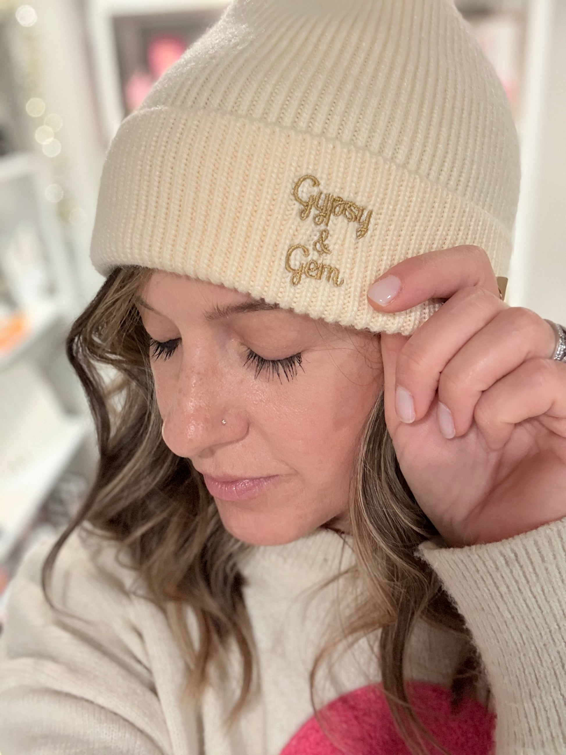 Women's Cashmere Blend Embroidered Beanie
