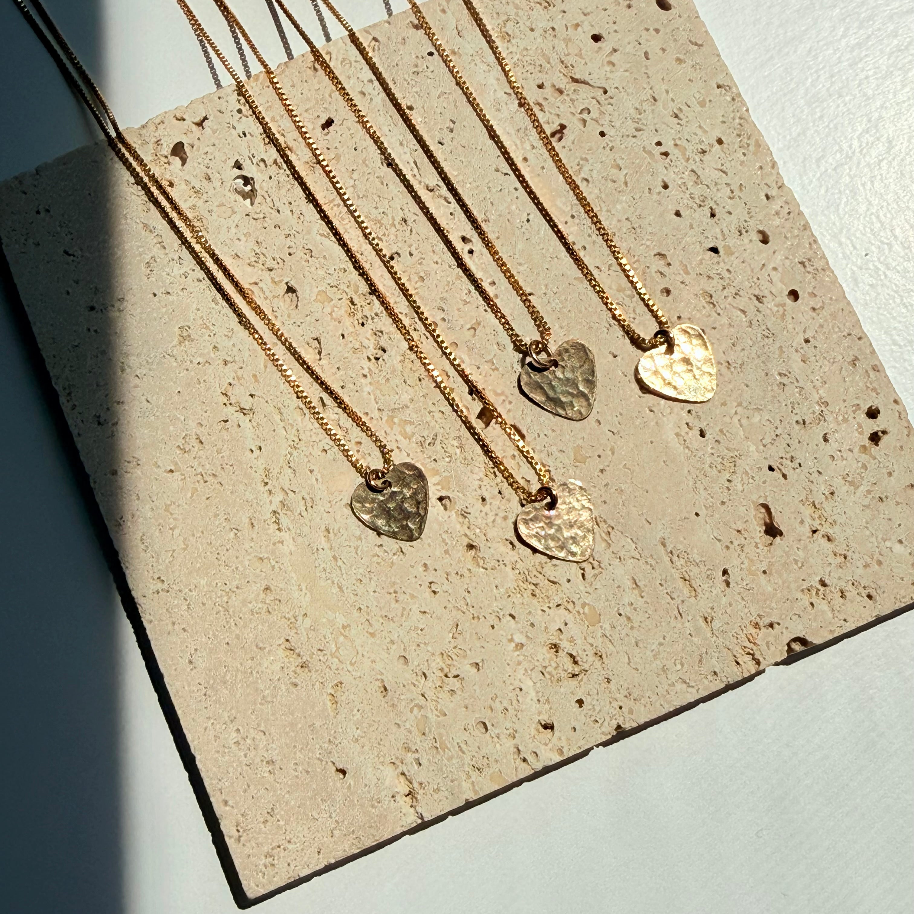 Hammered Gold Heart Pendant Necklace