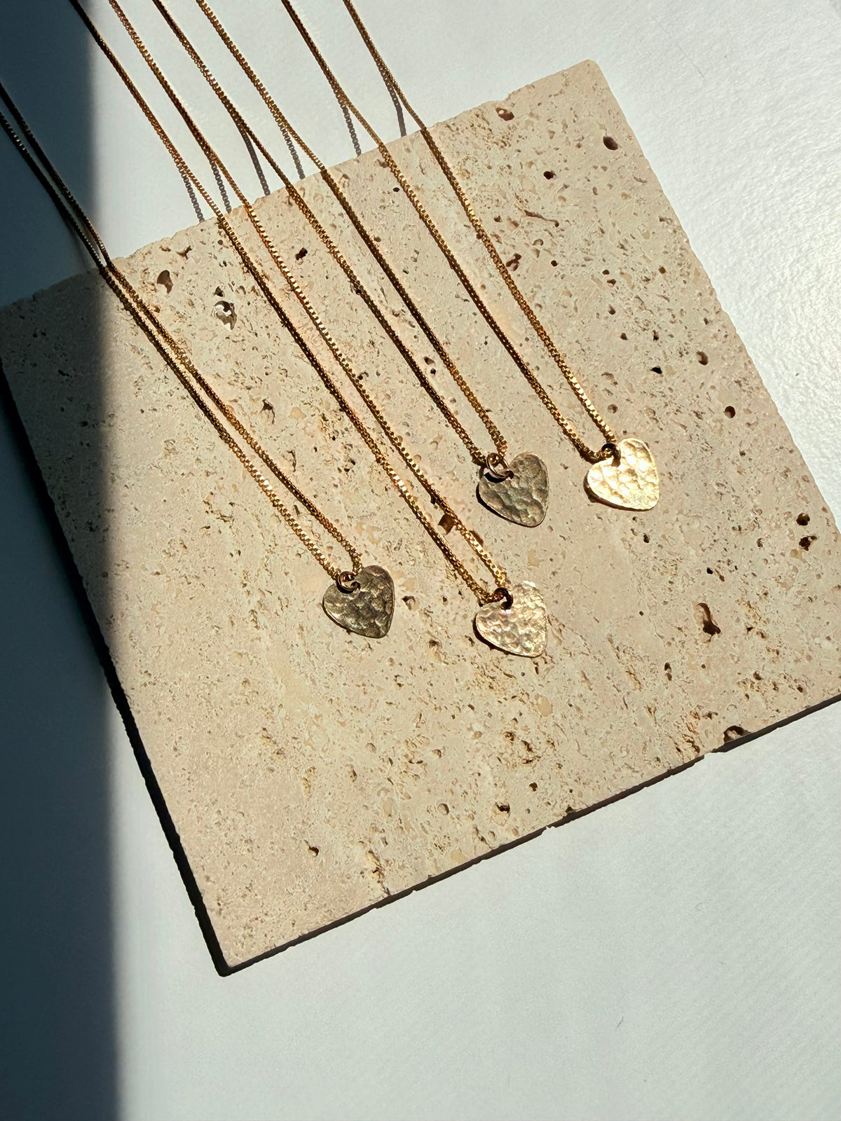 Hammered Gold Heart Pendant Necklace