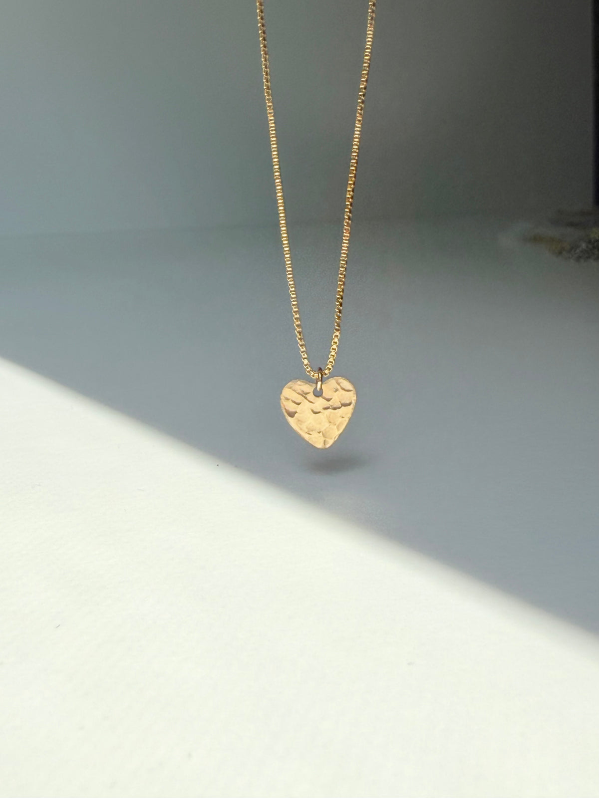 Hammered Gold Heart Pendant Necklace