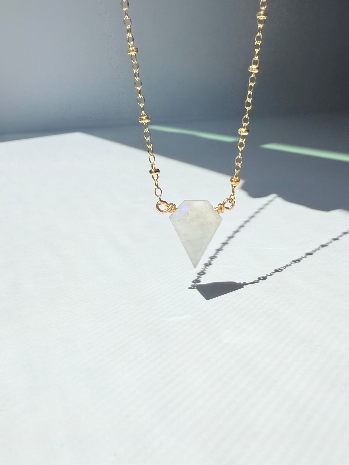 Rainbow Moonstone Pendant Necklace