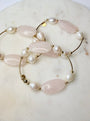 Multiple Rose quartz and freshwater pearl 14k gold-filled roll-on bracelets