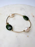 Olivine jade and freshwater pearl gold-filled bracelet by Gypsy & Gem